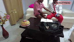 school girl fucks her class mate while studying alone in the couch Thumb